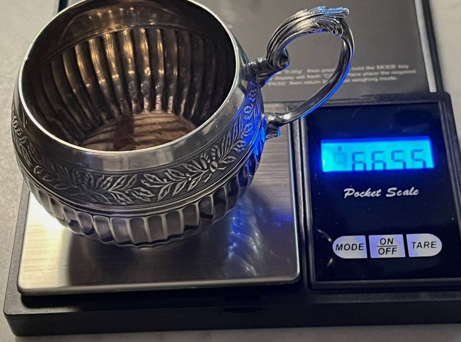 Ceașcă cafea si farfurie argint masiv Minerva 950