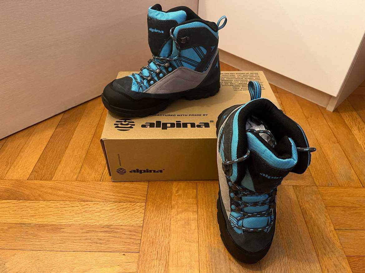 Детски туристически обувки Alpina waterproof, сиво/синьо