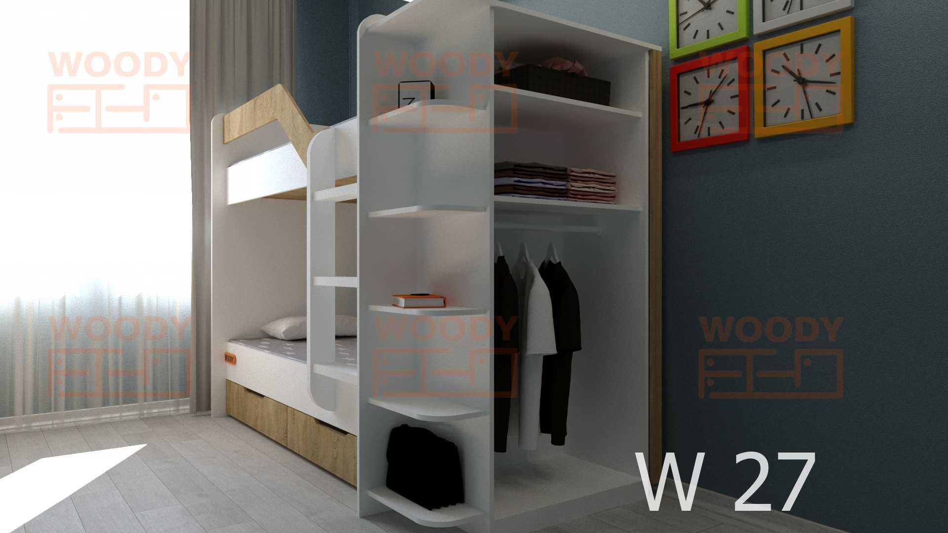 Двухъярусная кровать  с встроенным шкафом и ящиками W 27