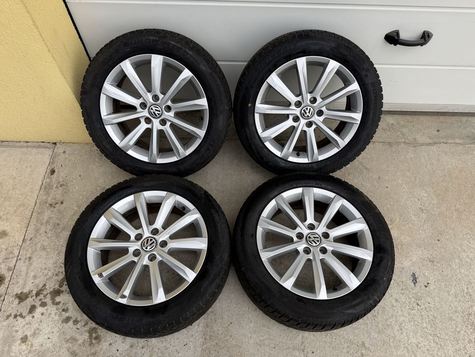 Roti - jante 17’ 5x112 Volkswagen + Anvelope iarna 215/55 R17 Falken
