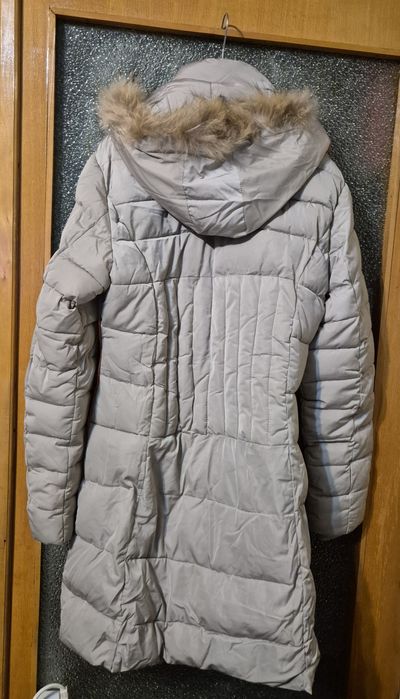 Palton lung de damă, sezon iarna, imblanit, cu glugă, marimea XXL