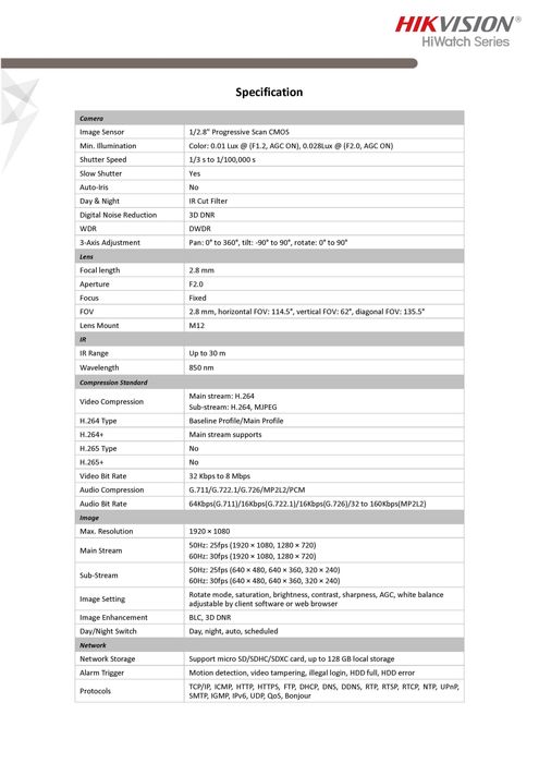 Бебефон TV Wi-Fi Камера Смартфон Сензор Движение Hikvision B120H-DWD