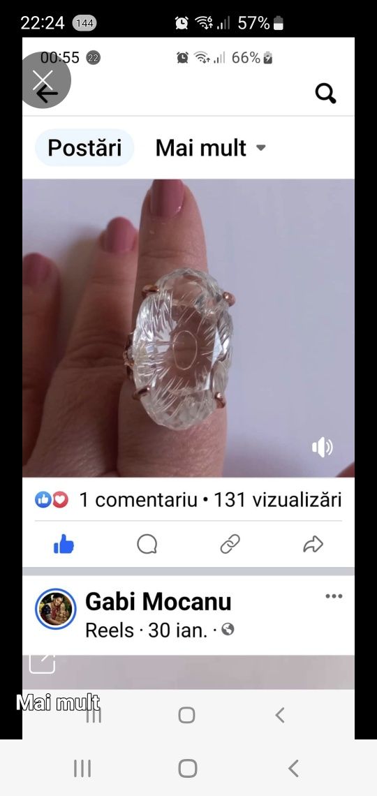 Inel din argint 925 cu piatra transparentă cuarț de stîncă .Masiv dar