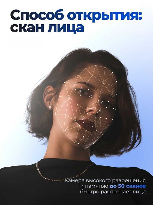 Умный биометрический замок 7-в-1 с Face ID управление через приложение