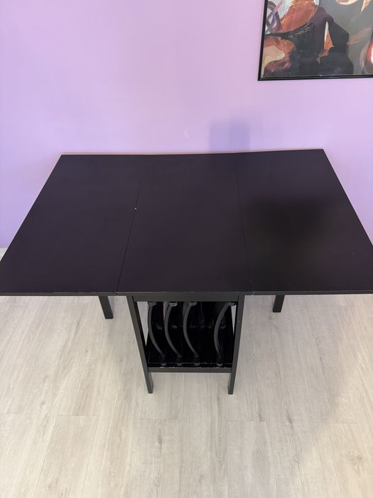 Masa plianta neagra cu scaune