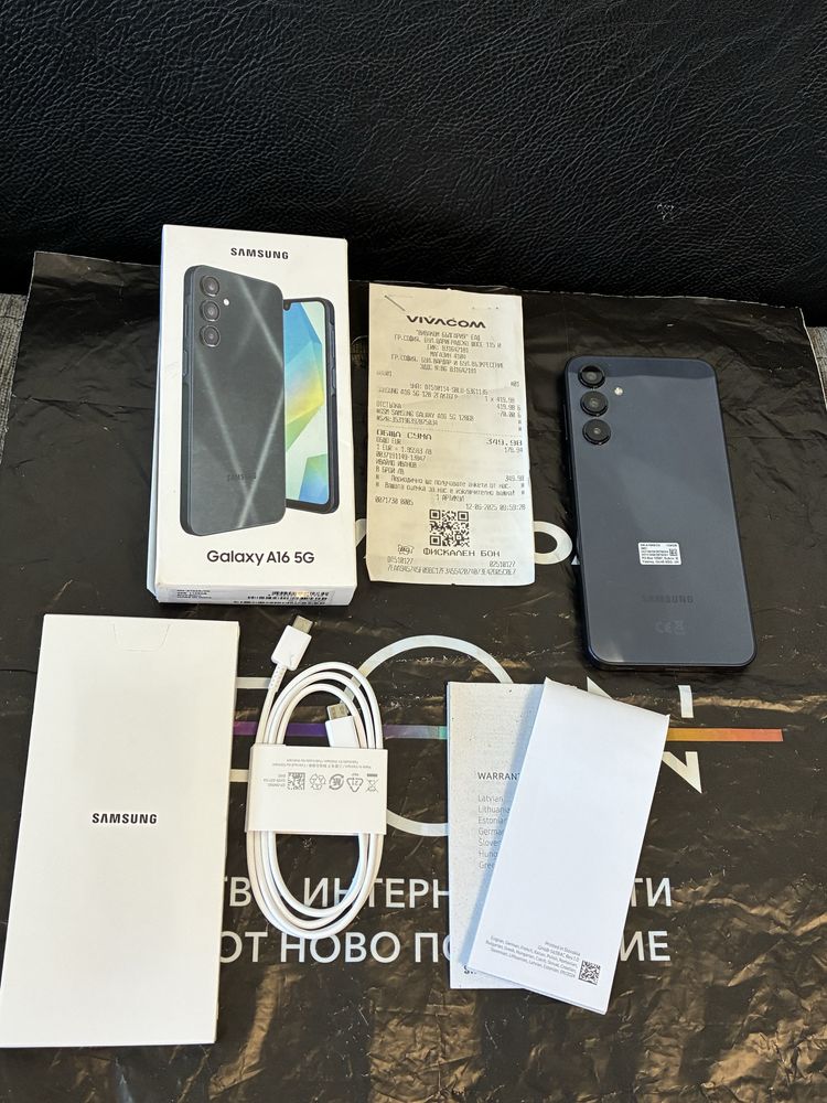 КАТО НОВ 128GB Samsung A16 5G Гаранция Vivacom 2027 Blue Black