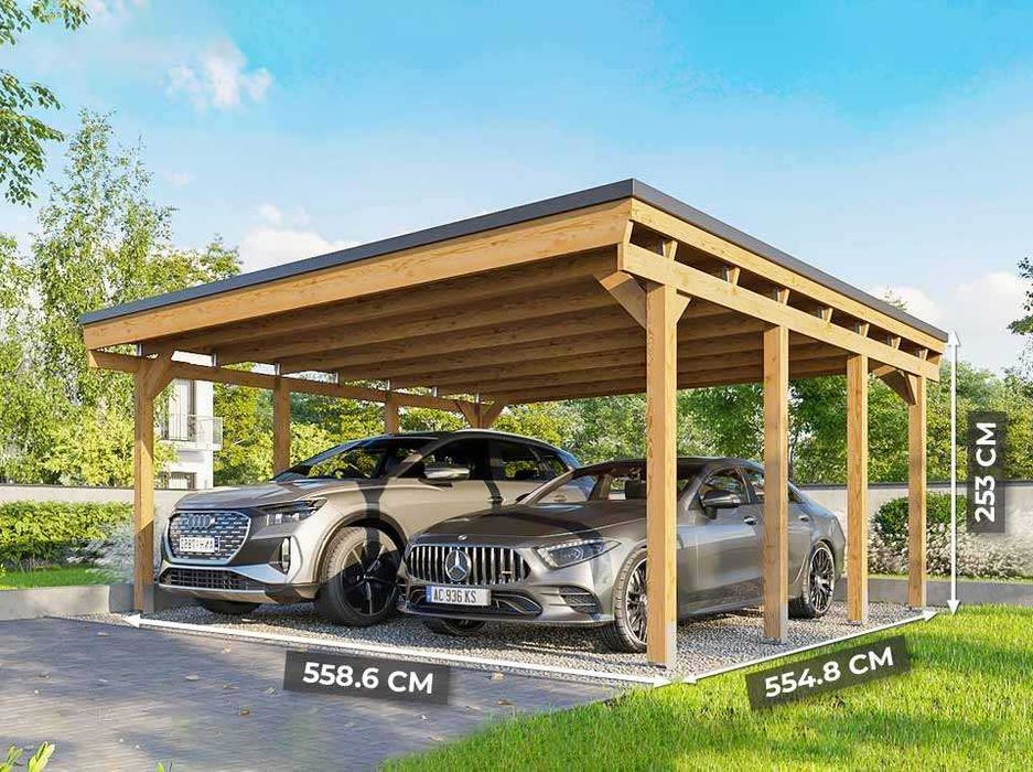 Carport, pergola/acoperis pentru masina din lemn stratificat si masiv
