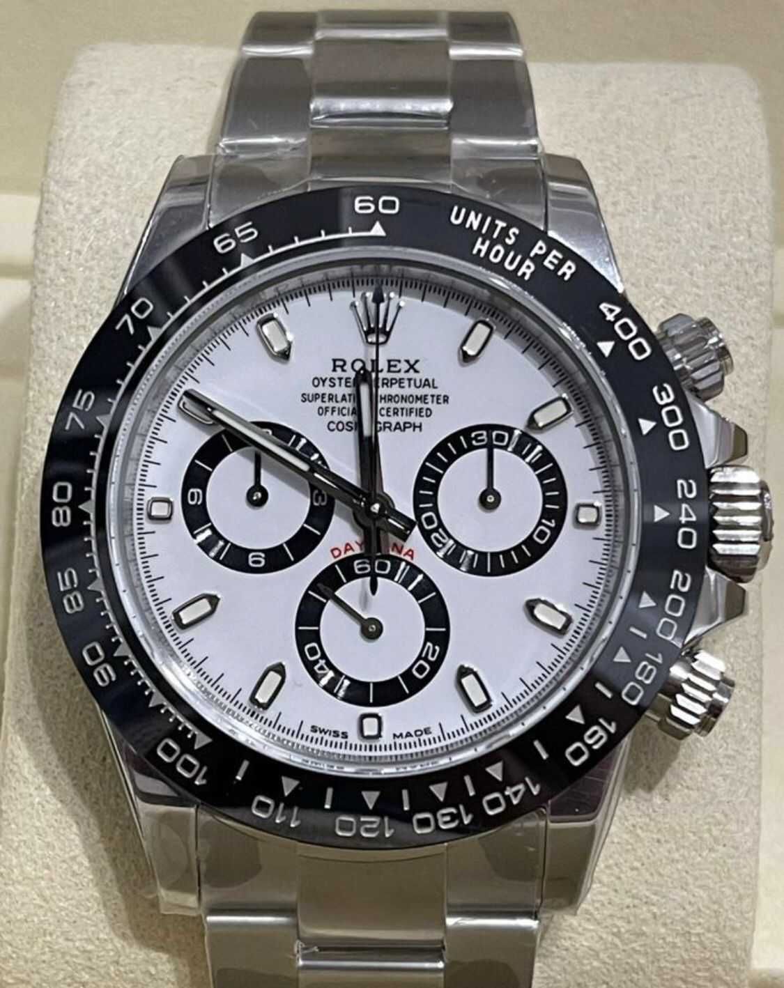 Rolex Daytona PANDA Black Ceramic  Bezel  White Dial REF 116500LN