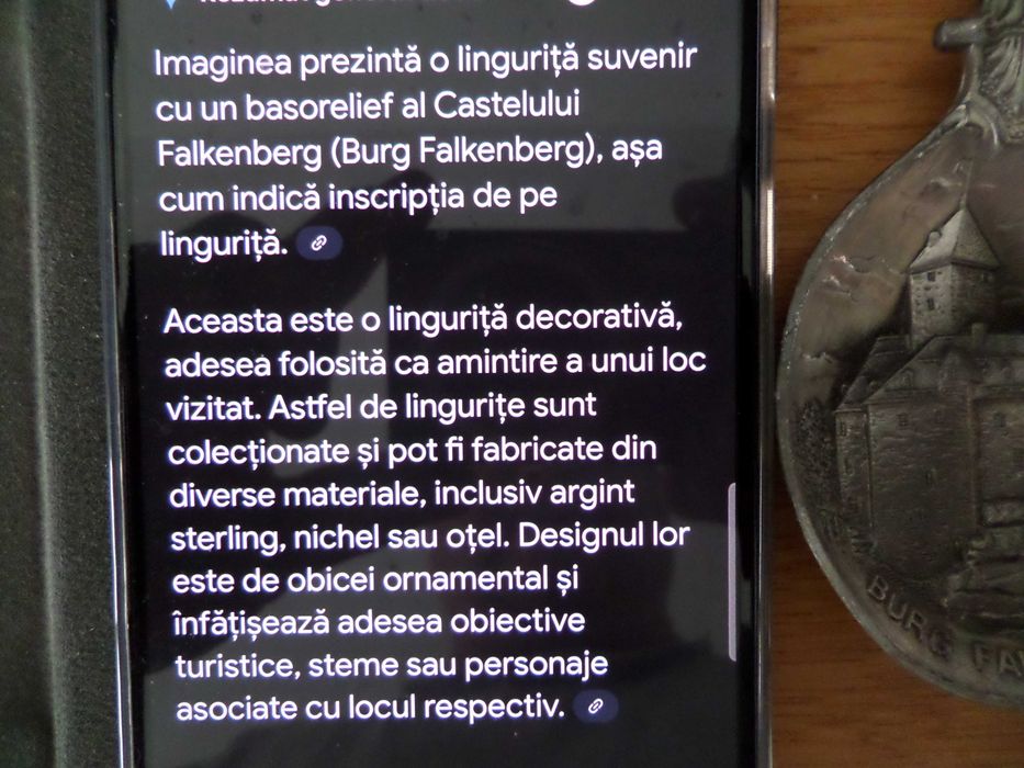 Lingura de argint sau nichel basorelief castelul Falkenberg