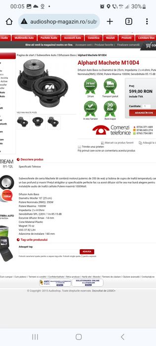 Vând difuzor machete 1000 W 350 rms