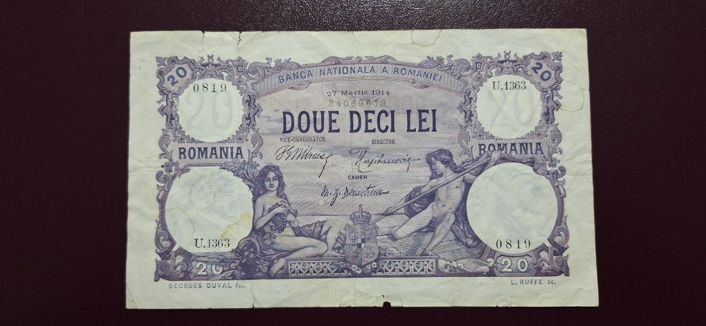 Bancnota 20 lei 1914