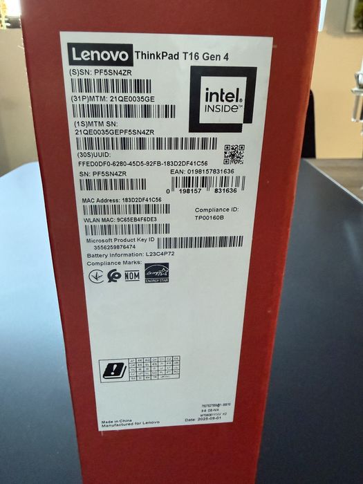 Laptop ThinkPad T16 G4 16" WUXGA Ultra 5 16GB/512GB Win11 Pro, sigilat