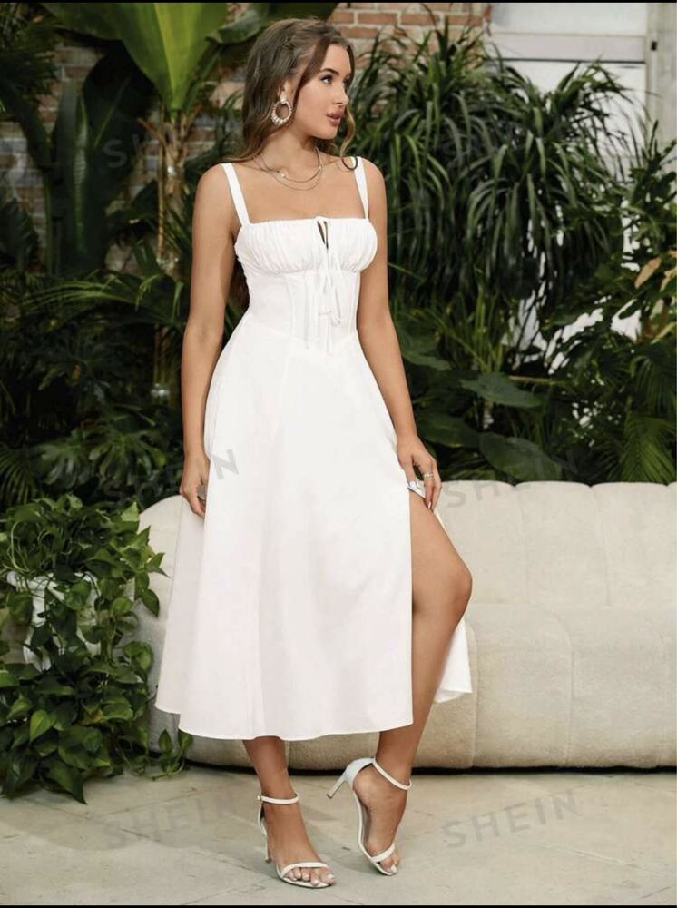 Rochie de vara alba, midi