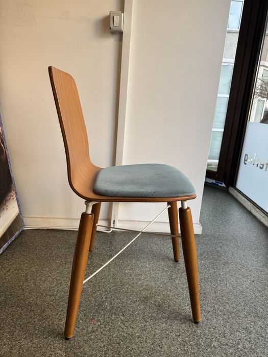 Scaun dining lemn curbat, șezut tapițat albastru-14bucati