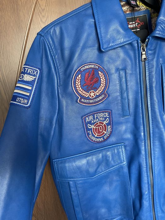 Мъжко Синьо Кожено Яке Aviatrix Пилотско Естествена Кожа Nike Jordan