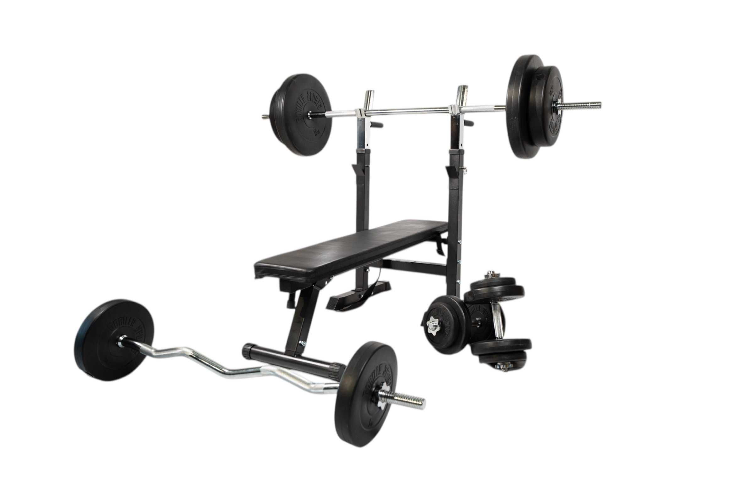 Bancă Reglabilă Piept cu Suport + SET DE GREUTĂȚI 100 KG 30/31 MM