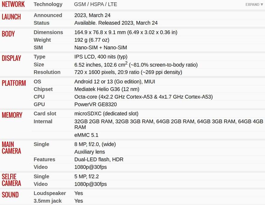 Xiaomi Redmi A2 Light Blue