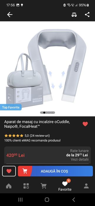 Aparat de masaj cu incalzire oCuddle, Naipo®, FocalHeat