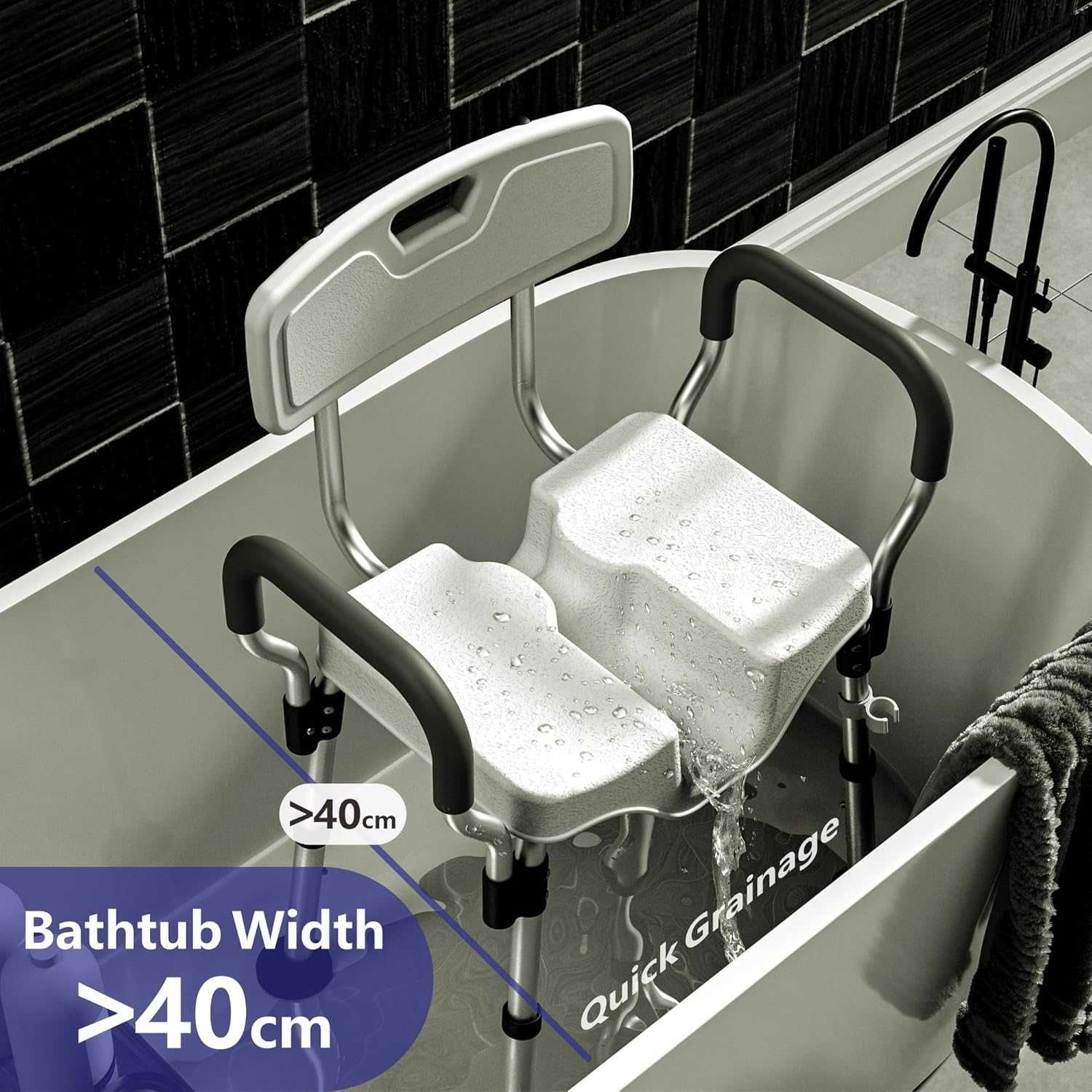 Scaun reglabil baie si dus din aluminiu, max 150kg, REDUS de la 550RON