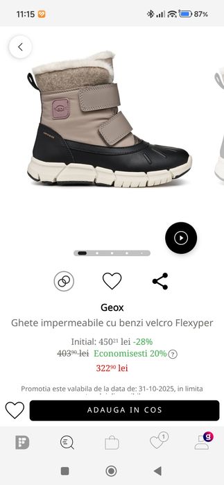 Ghete impermeabile copii Geox măsură 34 ca noi