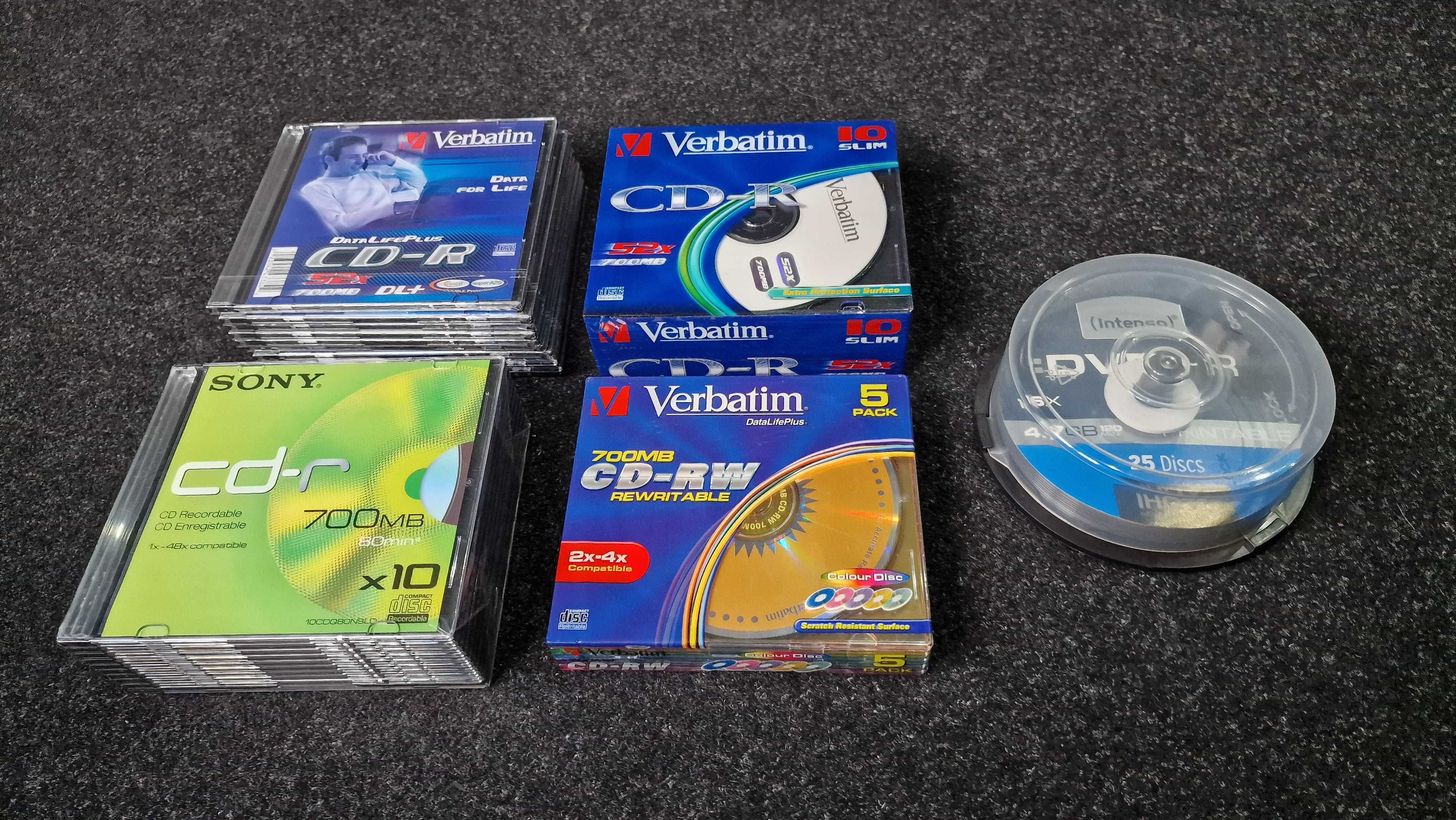 Vand cd-uri goale, sigilate, CD-R,CD-RW, DVD+R, Sony, Verbatim,45 buc.