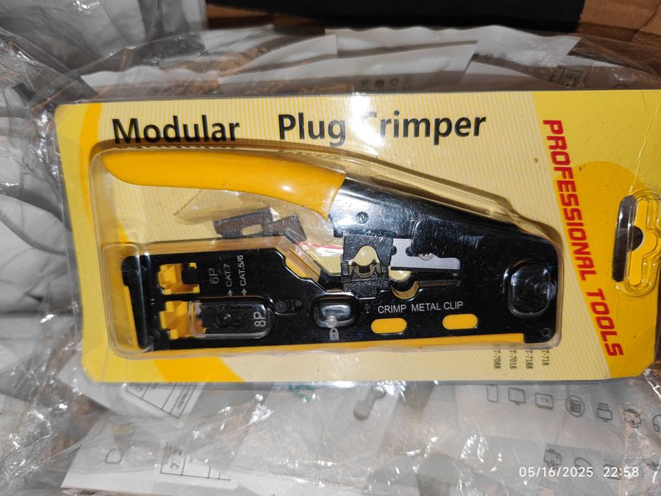 Cleste profesional de sertizat mufe RJ45 pass-through + 50 mufe pass
