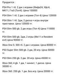 Продаётся Игровые Приставки PS4 Pro 1тб. PS4 Slim 1 тб. PS4 Slim 500 g