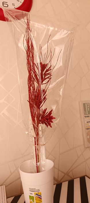 Украшение  для интерьера, новогоднее, красное с блёстками,