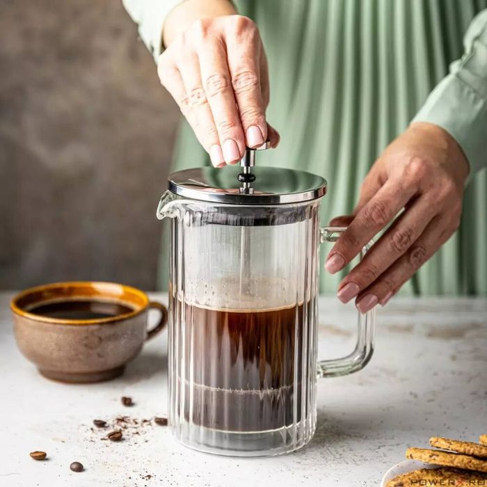 Infuzor cafea si ceai, cu piston, auriu, sticla, 0,60 L, Klausberg