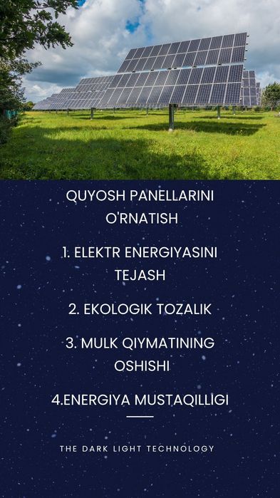 Quyosh panellari o'rnatish xizmati