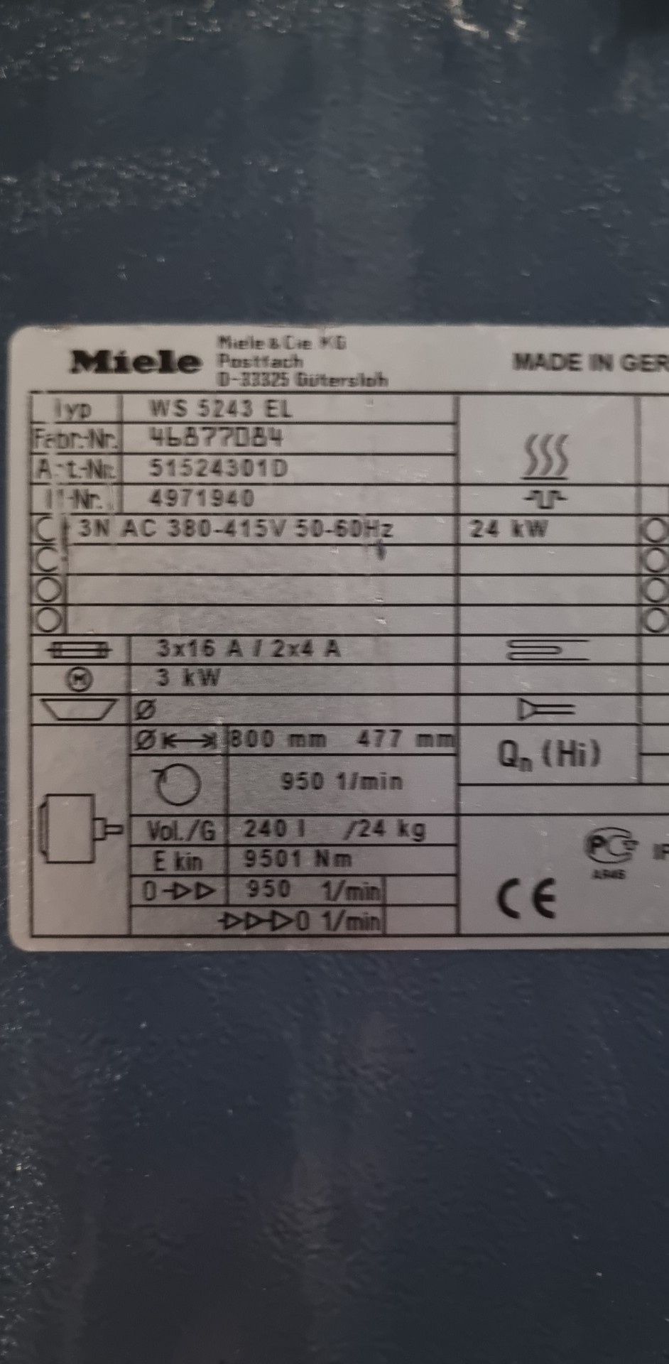 Проф. Пералня  Miele ws 5243 el