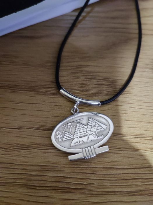 Colier egiptean argint 925 piramide Giza și Sfinx – model clasic