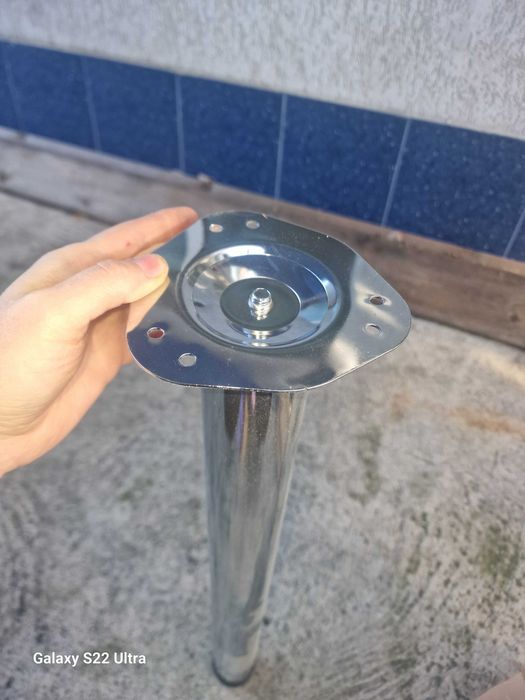 Метален крак за маса, H = 710 mm, Ø = 60 mm, лъскав хром, регулируем