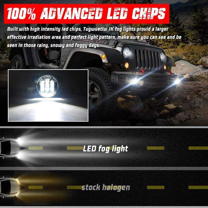 Proiectoare ceata cu led 4'' Jeep Wrangler JK TJ CJ 1997-2017