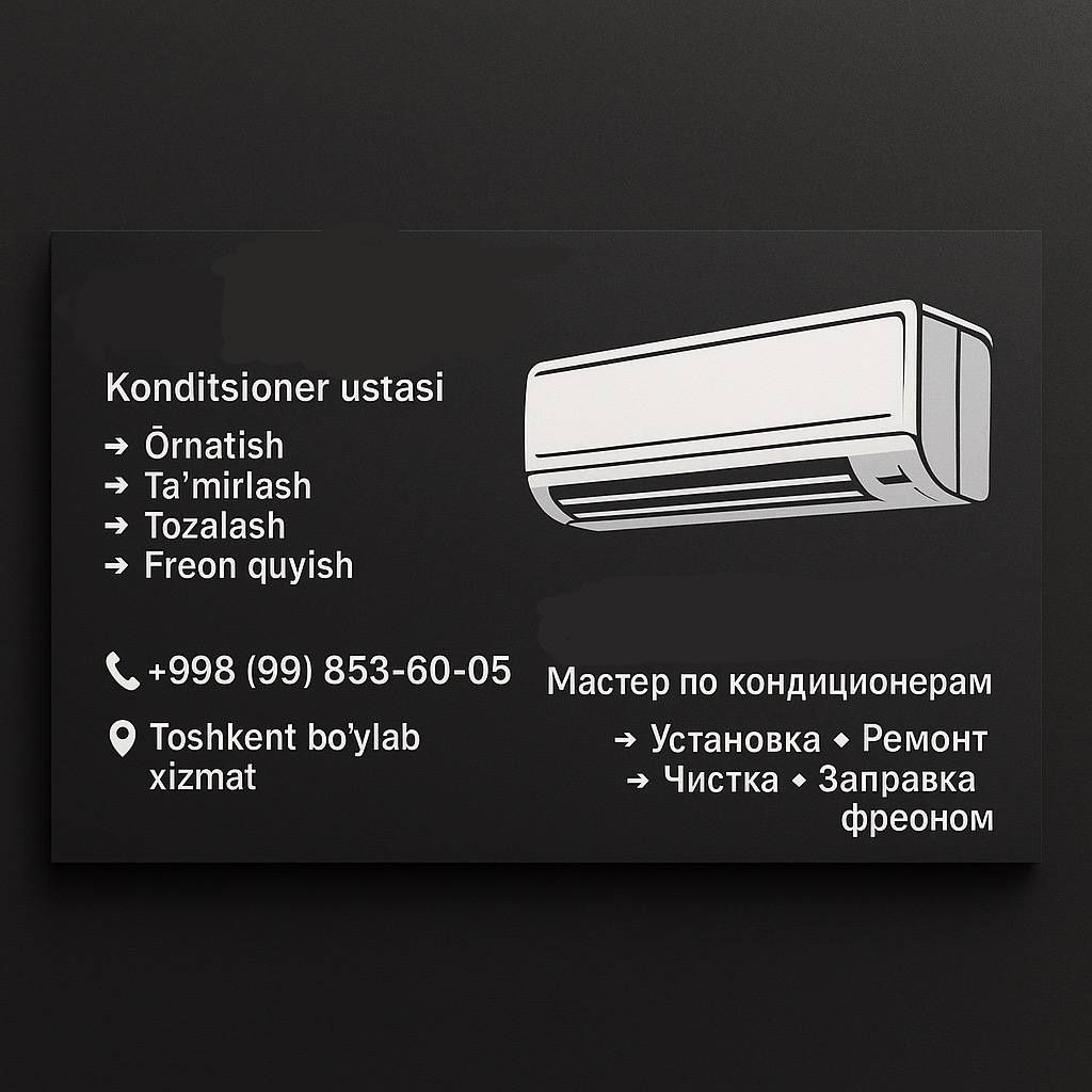 Kandisaner ustanovka remont qilamiz garantiyasi bor