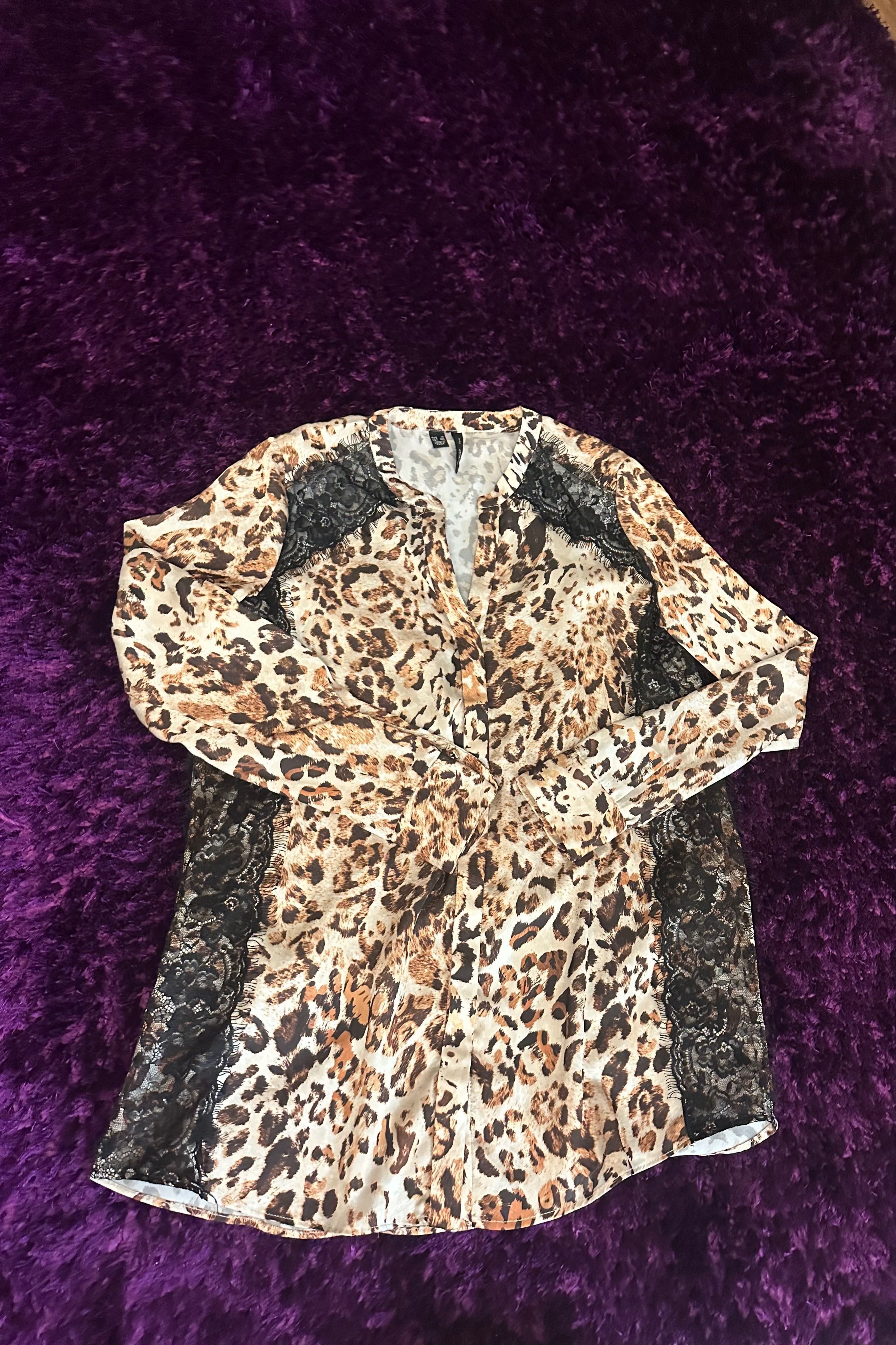 Bluză tip cămașă imprimeu leopard Mango