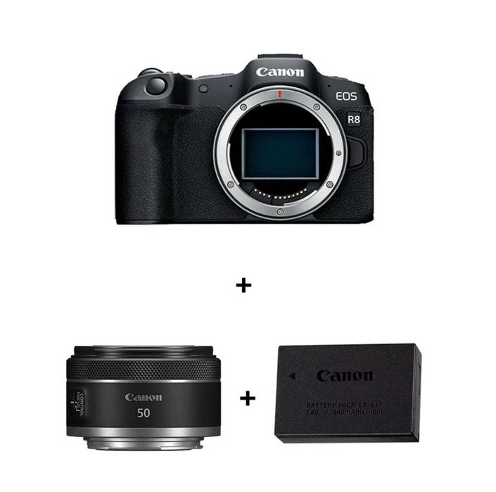 Canon EOS R8 Kit cu RF 50mm F1.8 STM + Baterie extra + Garantie