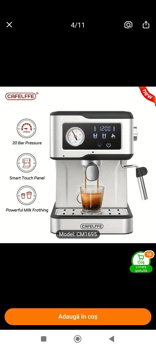 Aparat de cafea cu duza