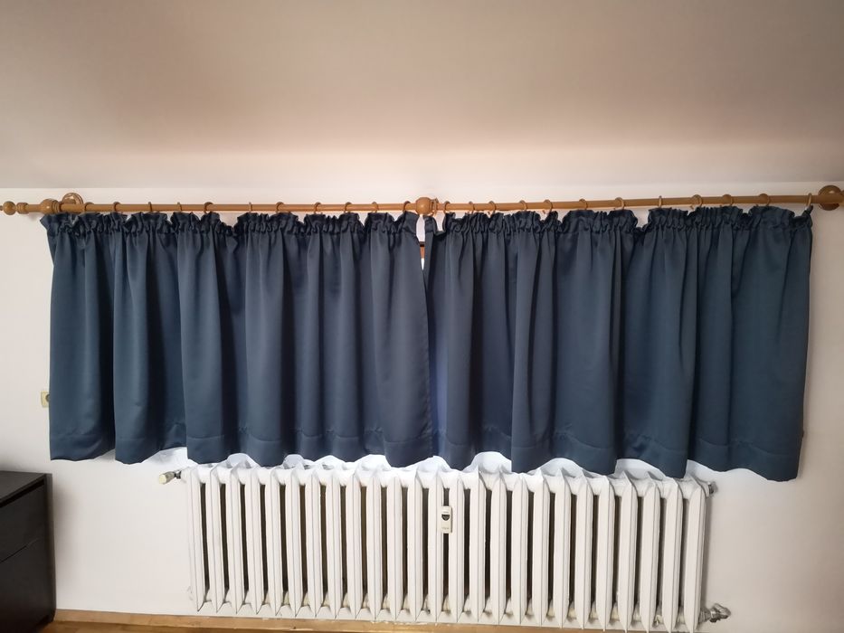 Тъмно сини затъмняващи пердета