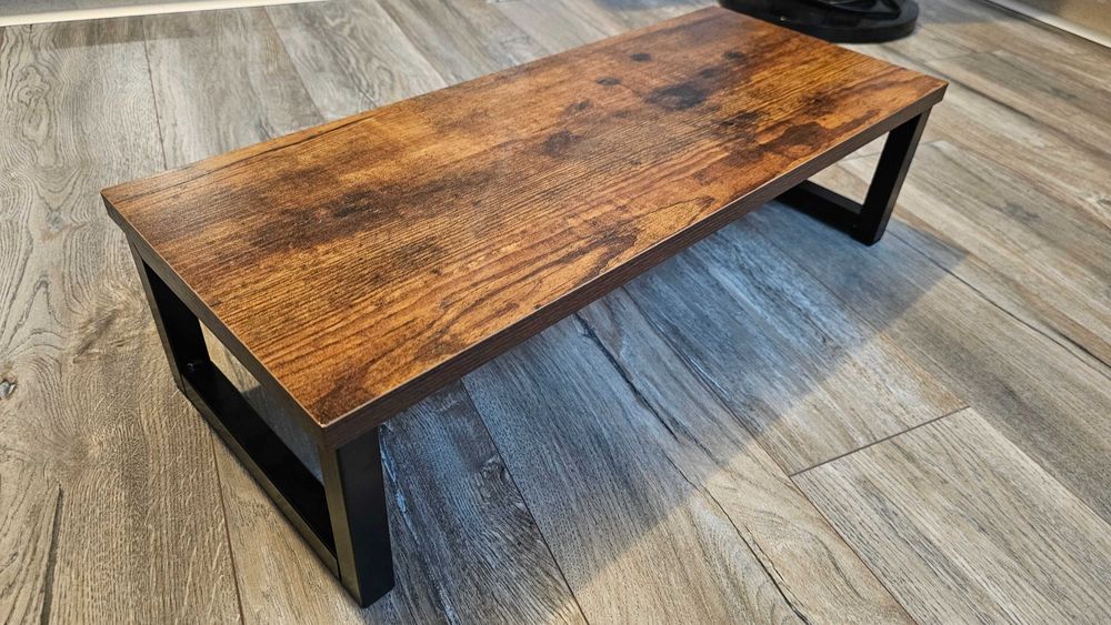 Suport pentru monitor, din otel/MDF, maro/negru,15 x 55 x 23 cm