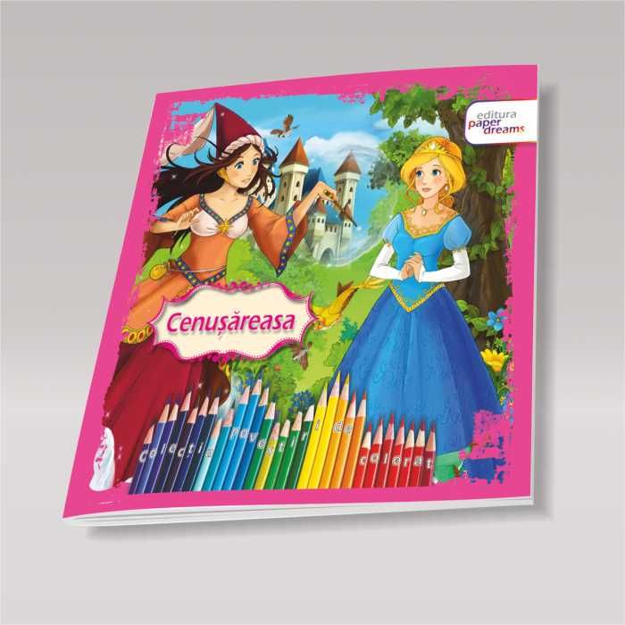Pachet 12 carti de colorat si povesti + Set carioci 48 buc