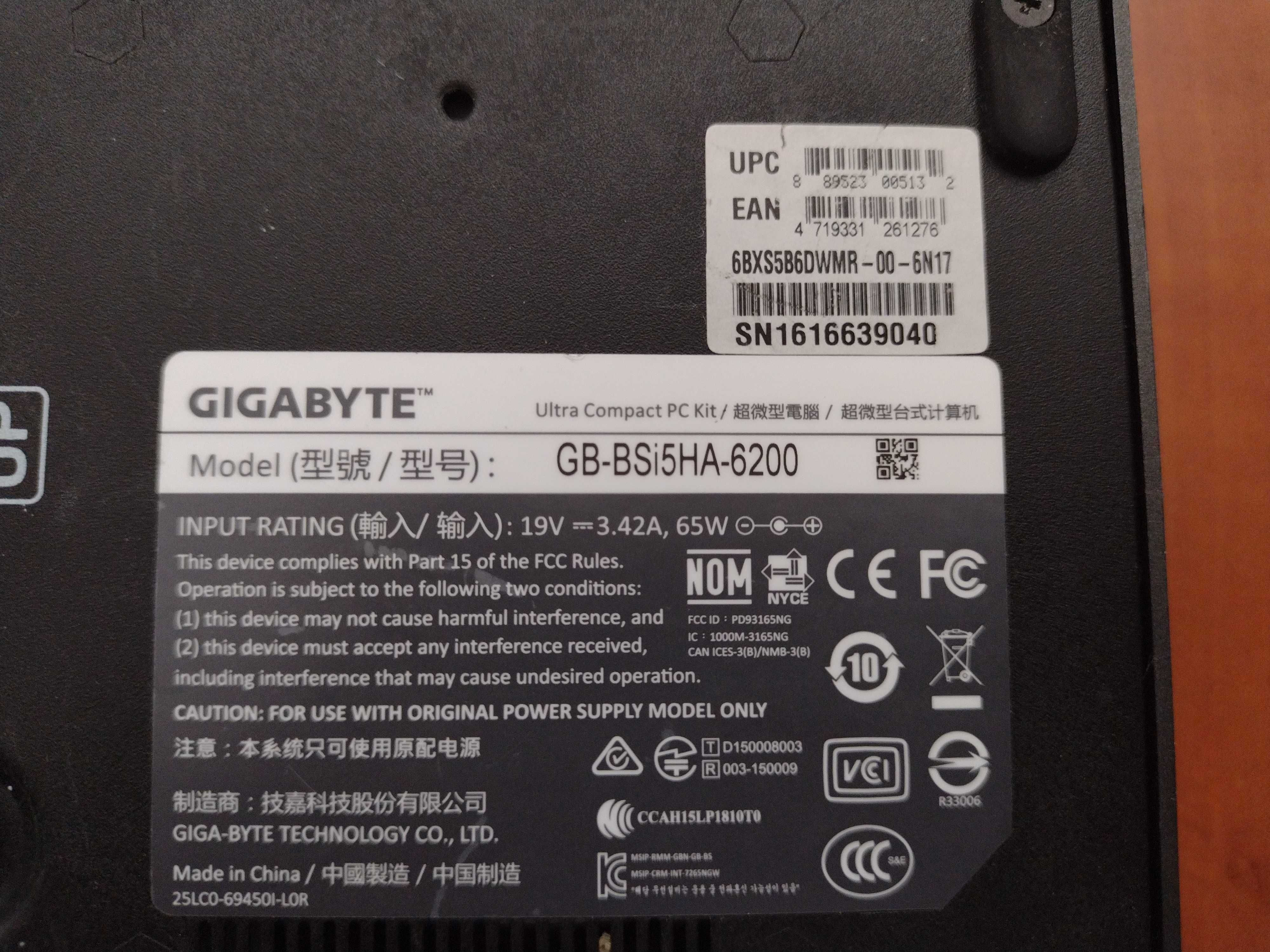 Mini PC Intel  Gigabyte BRIX BSI5HA-6200 i5-6200U 2.30GHz Skylake DDR4