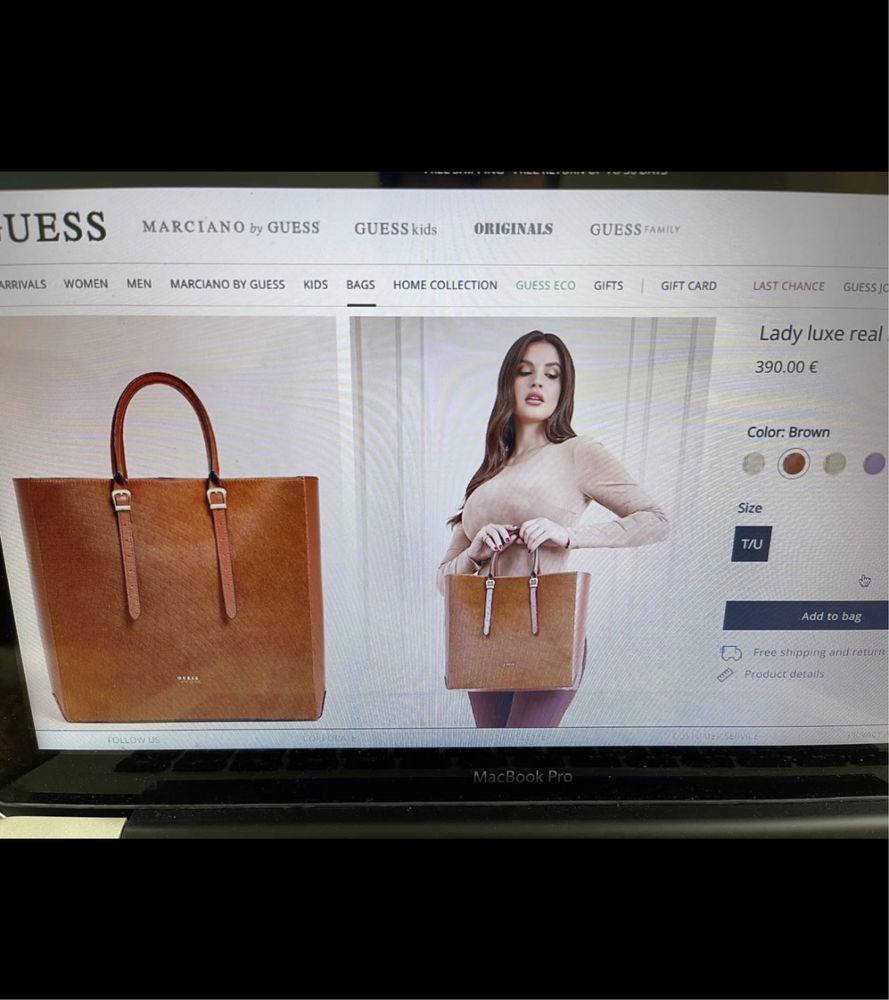 Чанта Guess Lady Lux real brown.100% оригинал.Нова с всички етикети.