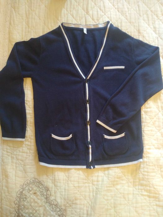 Cardigan bumbac 100% băieți 8-10 ani, pe bleumarin