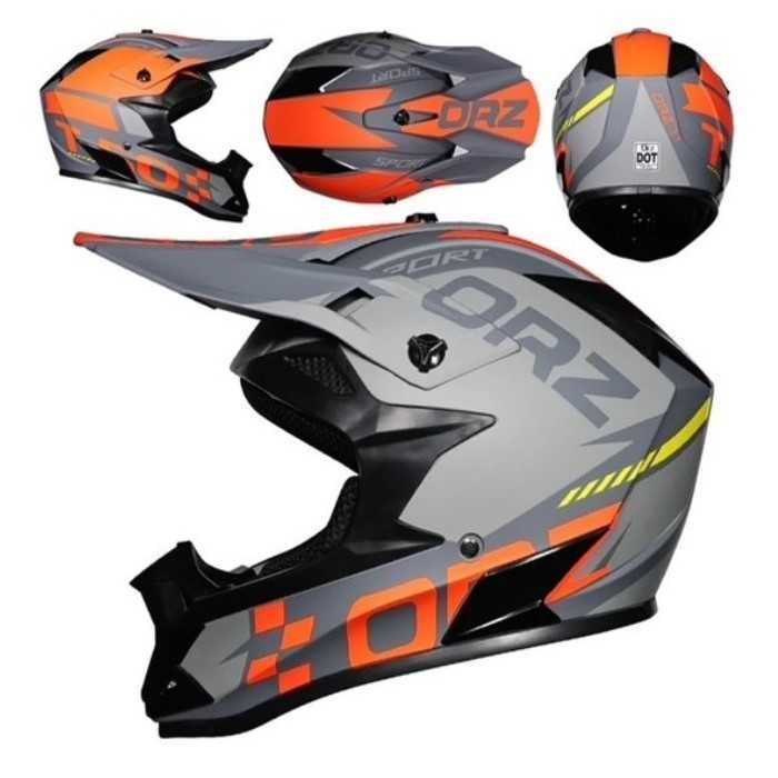 Кросова каска, Мото, Атв, Вело и др, S - M, Сиво с оранжево