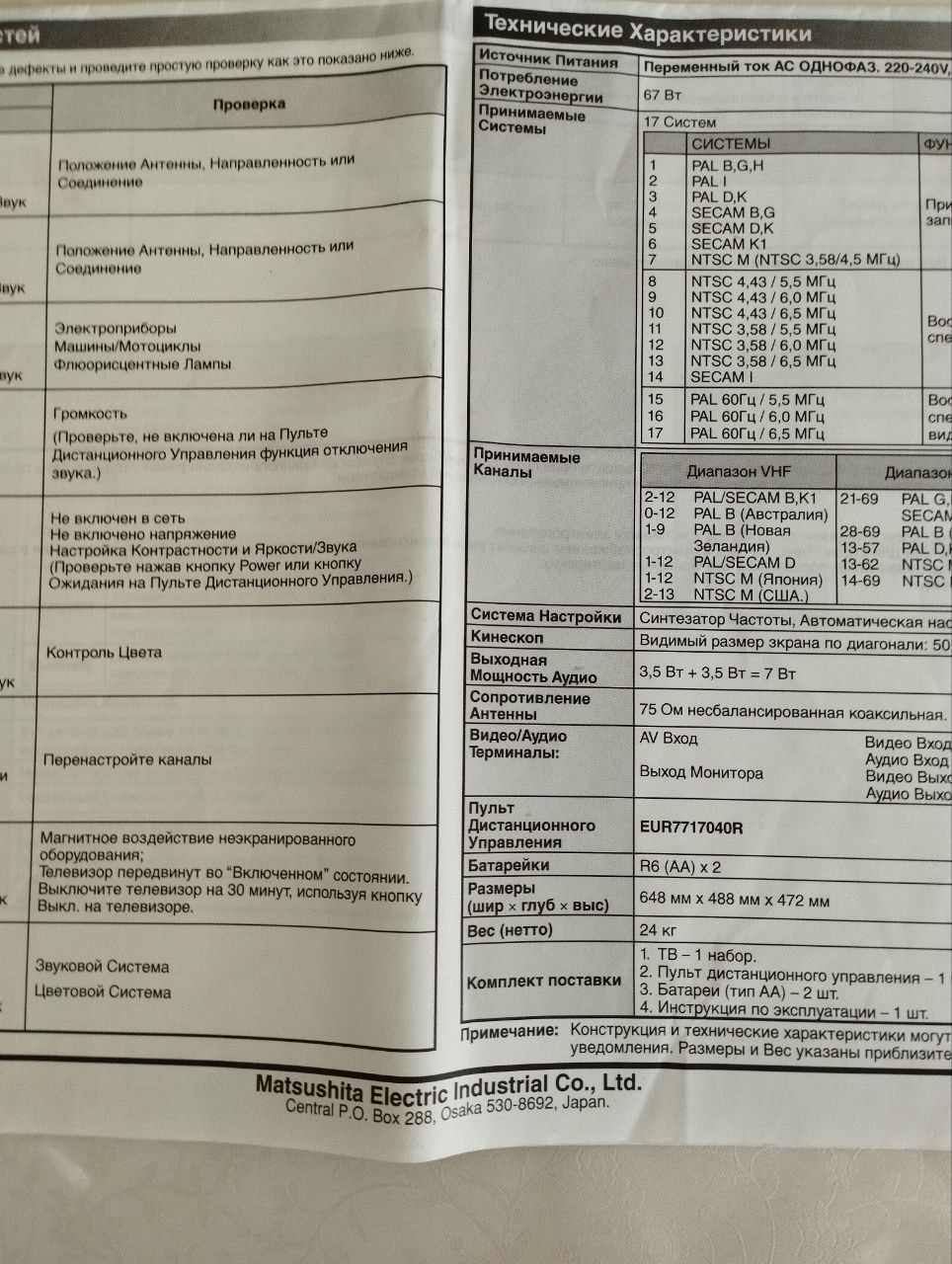 Телевизор Panasonic.54 диагональ. Японская.