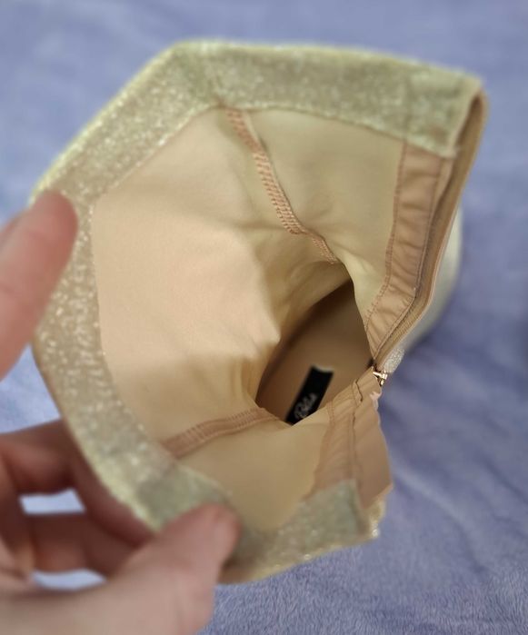 Ghete textile cu sclipici Blink 41, cu toc rotund