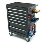 Set 4 polite magnetice pentru dulap scule - negru, organizare laterala