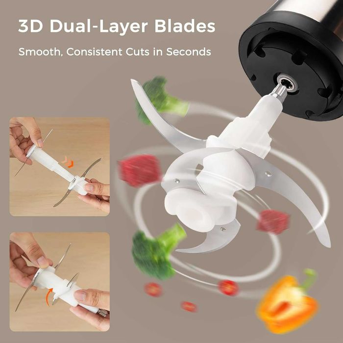 YASHE Мини кухненски робот, месомелачка, 500W,  1.8L, 2ск. ЛЕК ДЕФЕКТ