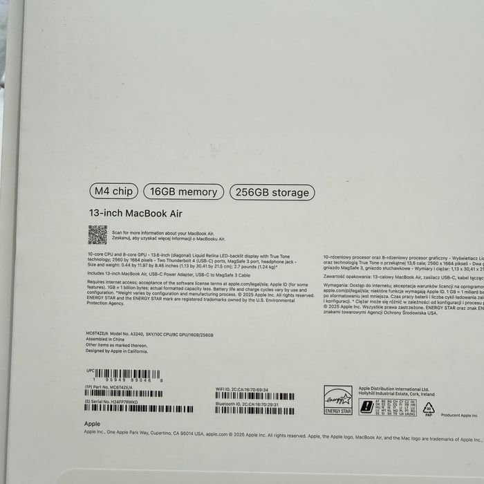 MacBook Air 13,6 M4 Sky Blue Гаранция ЗОРА